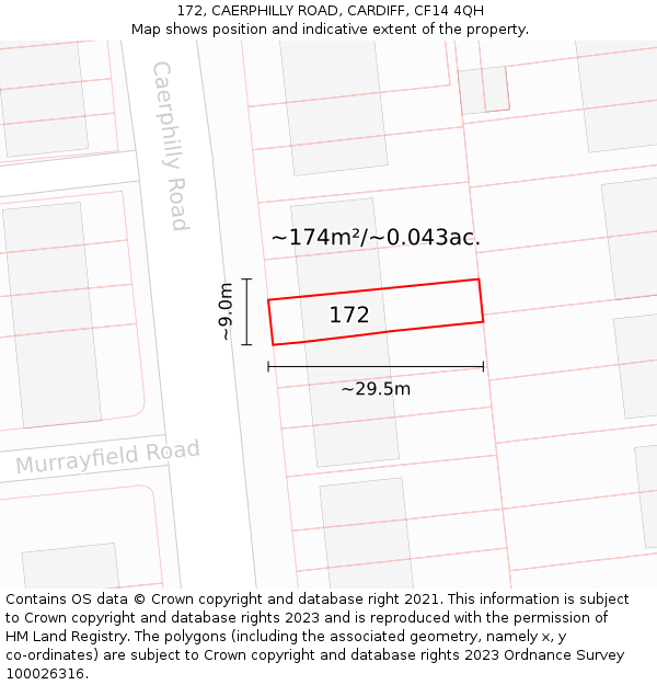 172, CAERPHILLY ROAD, CARDIFF, CF14 4QH: Plot and title map