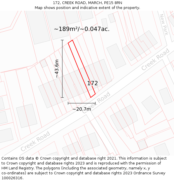 172, CREEK ROAD, MARCH, PE15 8RN: Plot and title map