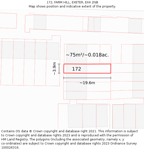 172, FARM HILL, EXETER, EX4 2NB: Plot and title map