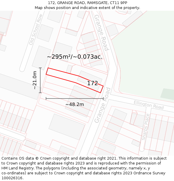 172, GRANGE ROAD, RAMSGATE, CT11 9PP: Plot and title map