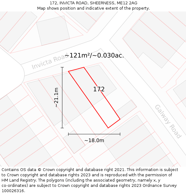 172, INVICTA ROAD, SHEERNESS, ME12 2AG: Plot and title map