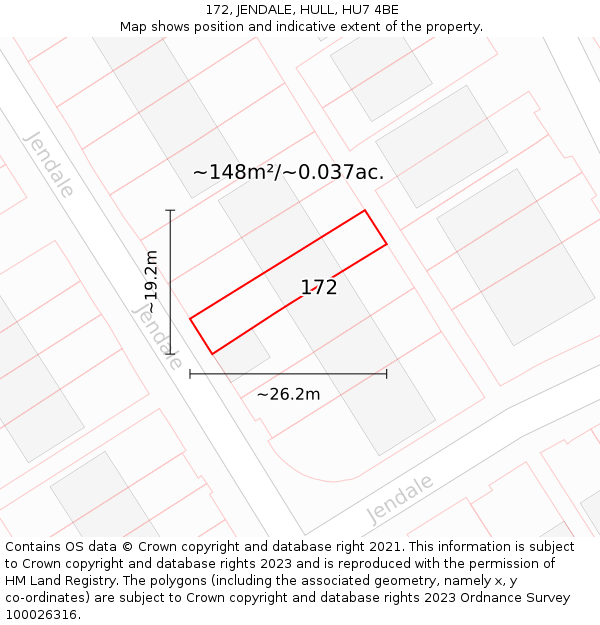 172, JENDALE, HULL, HU7 4BE: Plot and title map