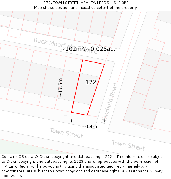 172, TOWN STREET, ARMLEY, LEEDS, LS12 3RF: Plot and title map