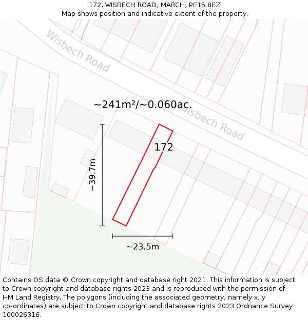 172, WISBECH ROAD, MARCH, PE15 8EZ: Plot and title map