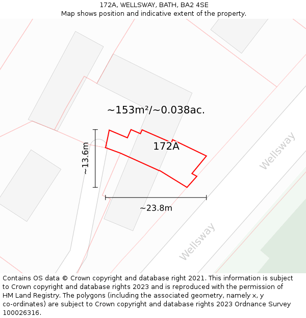 172A, WELLSWAY, BATH, BA2 4SE: Plot and title map