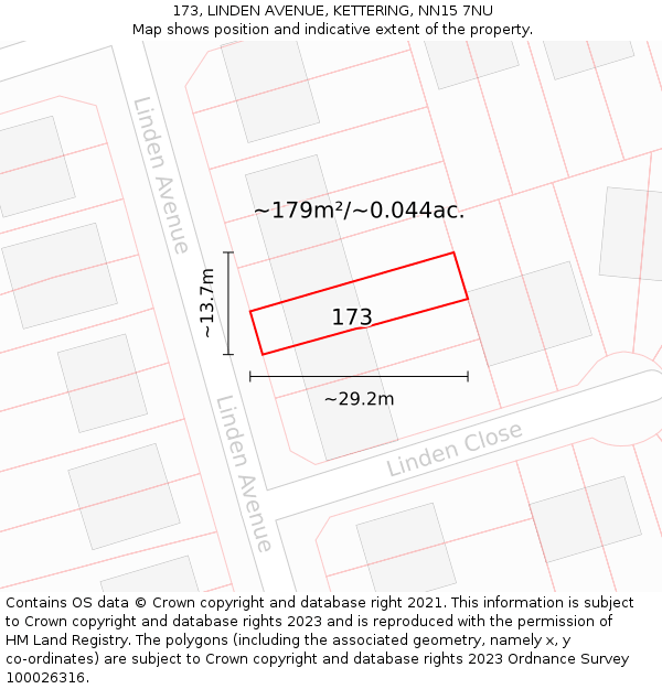 173, LINDEN AVENUE, KETTERING, NN15 7NU: Plot and title map