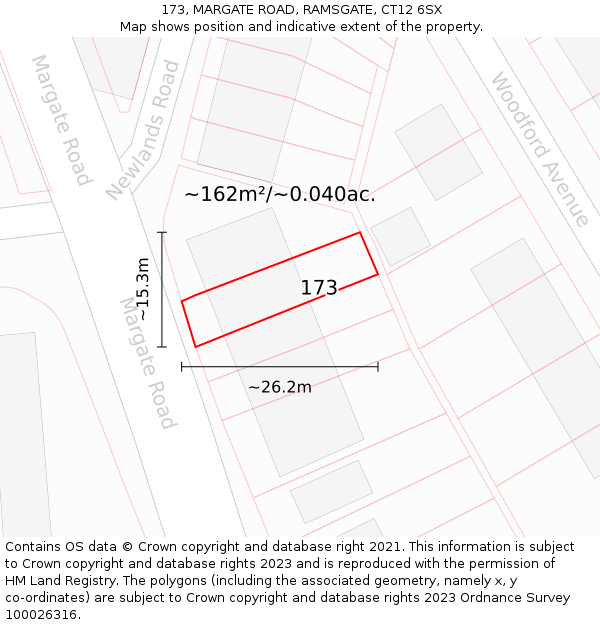 173, MARGATE ROAD, RAMSGATE, CT12 6SX: Plot and title map