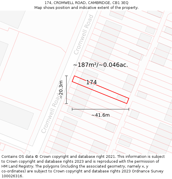 174, CROMWELL ROAD, CAMBRIDGE, CB1 3EQ: Plot and title map