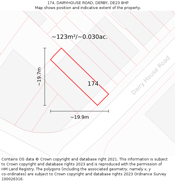 174, DAIRYHOUSE ROAD, DERBY, DE23 8HP: Plot and title map
