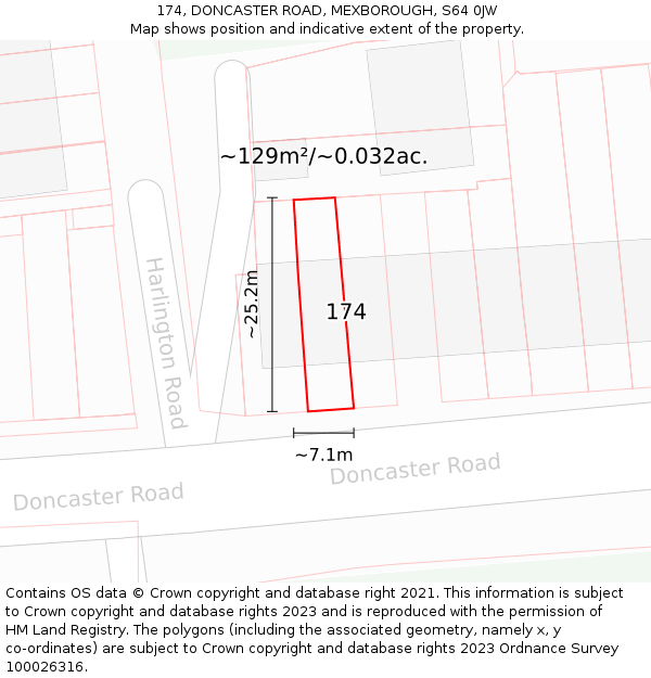 174, DONCASTER ROAD, MEXBOROUGH, S64 0JW: Plot and title map