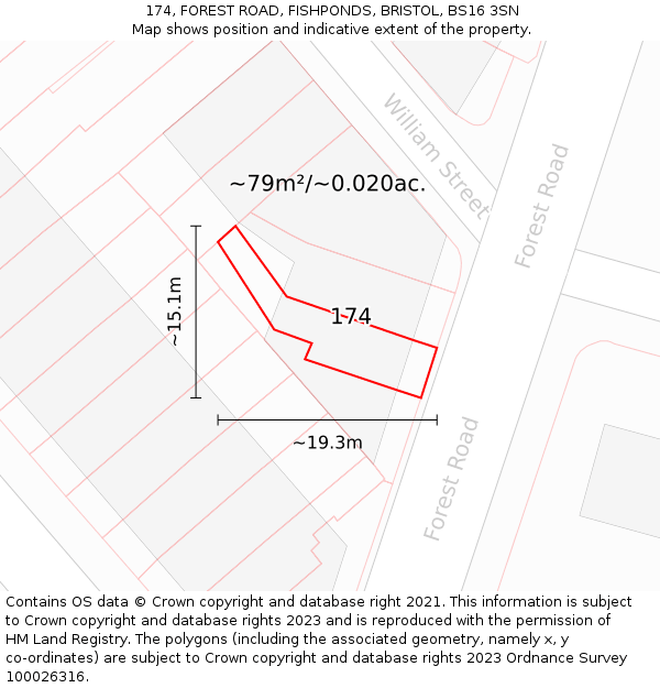 174, FOREST ROAD, FISHPONDS, BRISTOL, BS16 3SN: Plot and title map