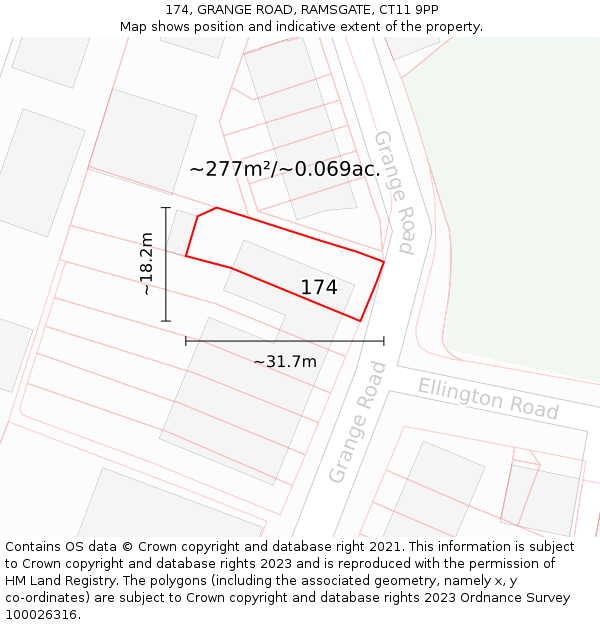 174, GRANGE ROAD, RAMSGATE, CT11 9PP: Plot and title map