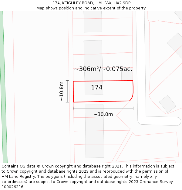 174, KEIGHLEY ROAD, HALIFAX, HX2 9DP: Plot and title map