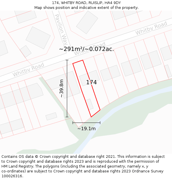 174, WHITBY ROAD, RUISLIP, HA4 9DY: Plot and title map
