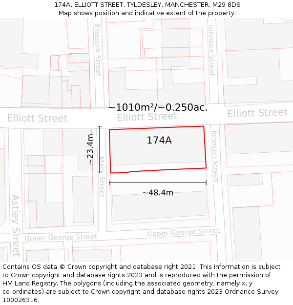 174A, ELLIOTT STREET, TYLDESLEY, MANCHESTER, M29 8DS: Plot and title map
