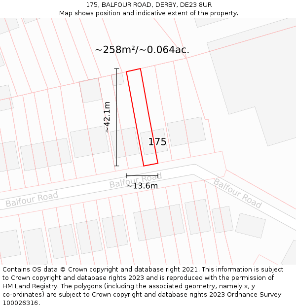 175, BALFOUR ROAD, DERBY, DE23 8UR: Plot and title map