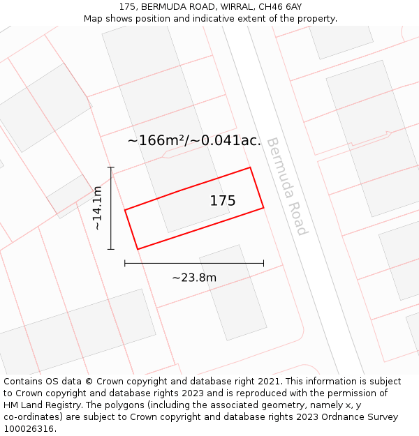 175, BERMUDA ROAD, WIRRAL, CH46 6AY: Plot and title map