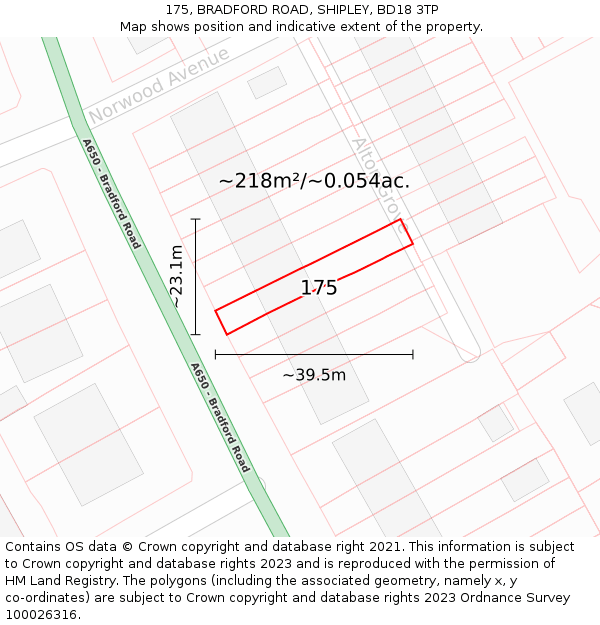 175, BRADFORD ROAD, SHIPLEY, BD18 3TP: Plot and title map
