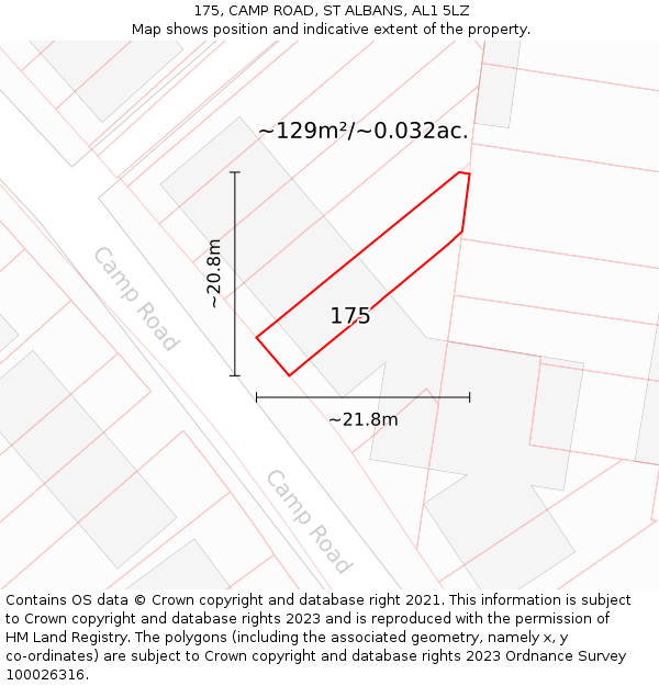 175, CAMP ROAD, ST ALBANS, AL1 5LZ: Plot and title map