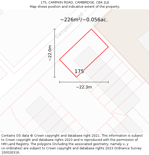 175, CAMPKIN ROAD, CAMBRIDGE, CB4 2LE: Plot and title map