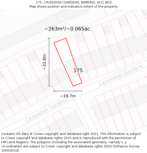 175, CAVENDISH GARDENS, BARKING, IG11 9DZ: Plot and title map
