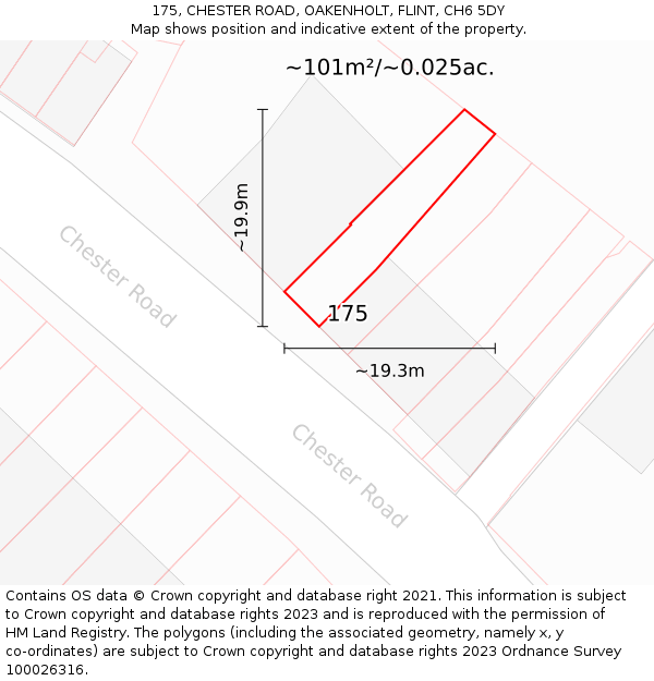 175, CHESTER ROAD, OAKENHOLT, FLINT, CH6 5DY: Plot and title map
