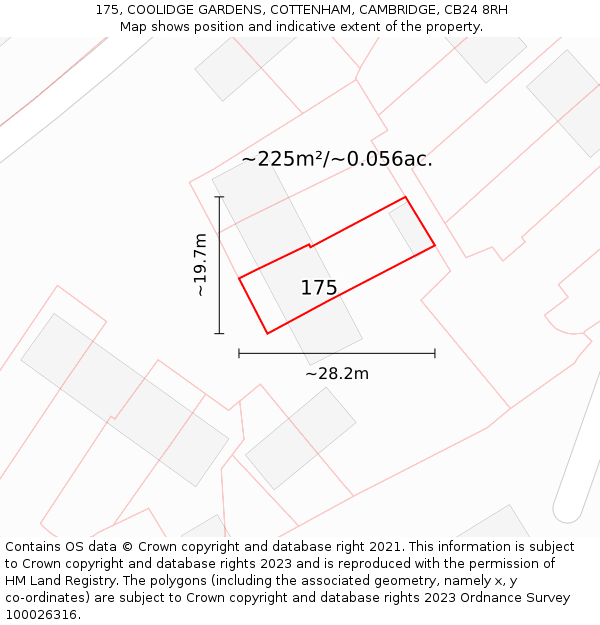 175, COOLIDGE GARDENS, COTTENHAM, CAMBRIDGE, CB24 8RH: Plot and title map