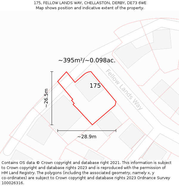 175, FELLOW LANDS WAY, CHELLASTON, DERBY, DE73 6WE: Plot and title map