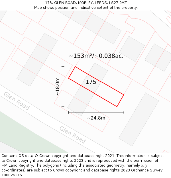 175, GLEN ROAD, MORLEY, LEEDS, LS27 9AZ: Plot and title map
