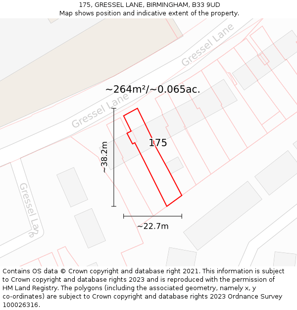 175, GRESSEL LANE, BIRMINGHAM, B33 9UD: Plot and title map