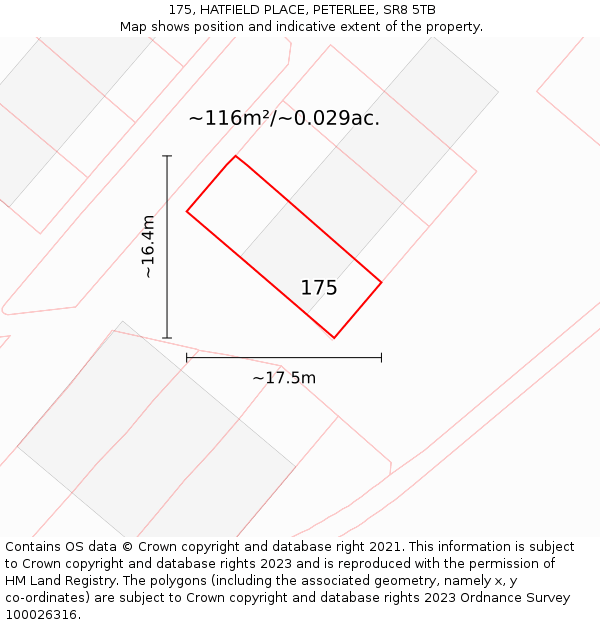 175, HATFIELD PLACE, PETERLEE, SR8 5TB: Plot and title map