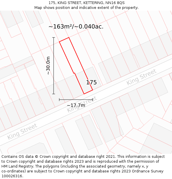 175, KING STREET, KETTERING, NN16 8QS: Plot and title map
