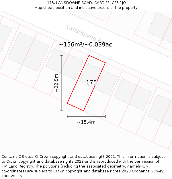 175, LANSDOWNE ROAD, CARDIFF, CF5 1JQ: Plot and title map