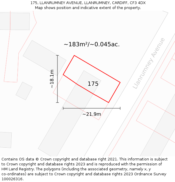 175, LLANRUMNEY AVENUE, LLANRUMNEY, CARDIFF, CF3 4DX: Plot and title map