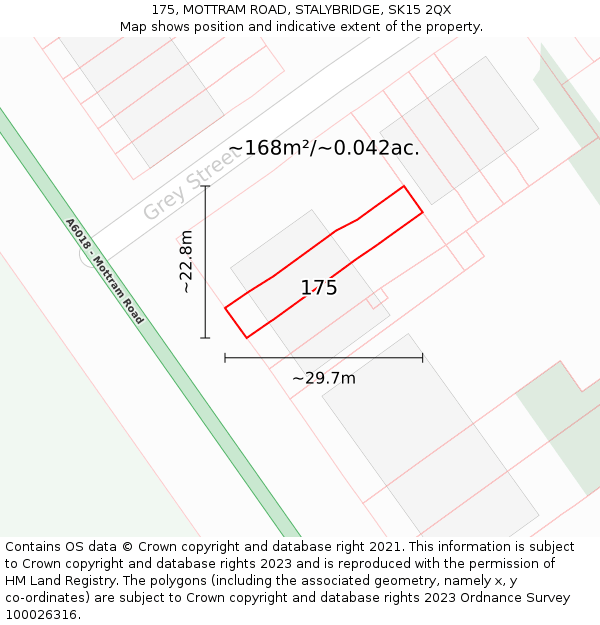 175, MOTTRAM ROAD, STALYBRIDGE, SK15 2QX: Plot and title map