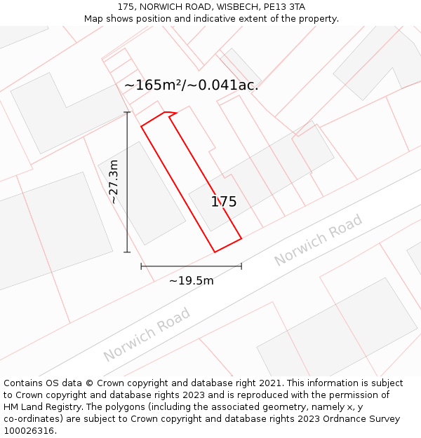 175, NORWICH ROAD, WISBECH, PE13 3TA: Plot and title map