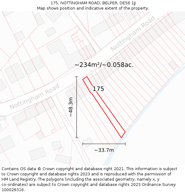 175, NOTTINGHAM ROAD, BELPER, DE56 1JJ: Plot and title map