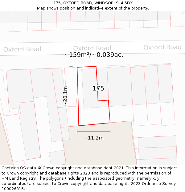 175, OXFORD ROAD, WINDSOR, SL4 5DX: Plot and title map