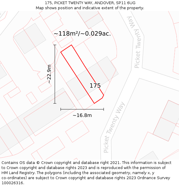 175, PICKET TWENTY WAY, ANDOVER, SP11 6UG: Plot and title map