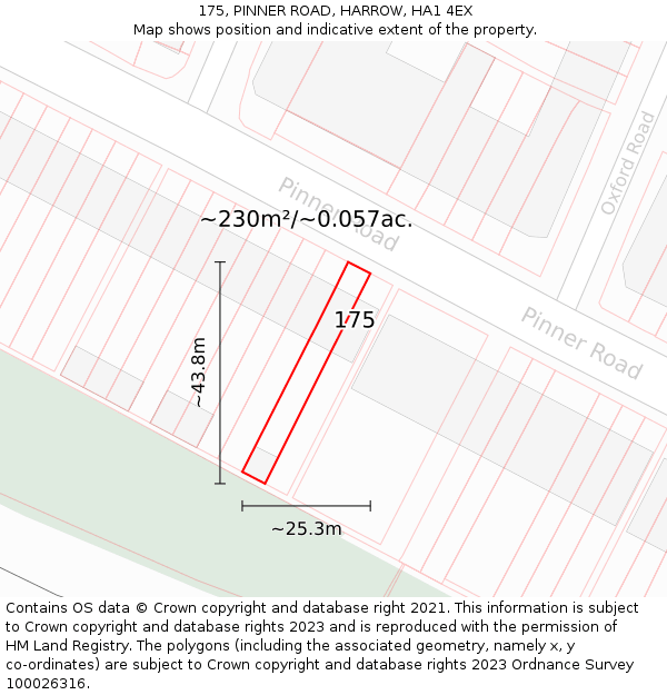 175, PINNER ROAD, HARROW, HA1 4EX: Plot and title map