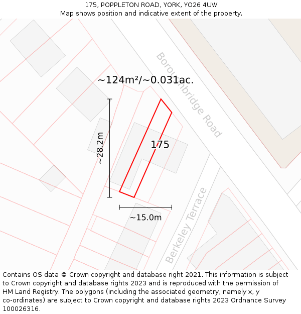 175, POPPLETON ROAD, YORK, YO26 4UW: Plot and title map