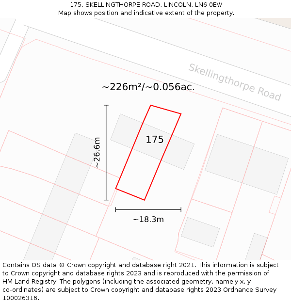 175, SKELLINGTHORPE ROAD, LINCOLN, LN6 0EW: Plot and title map