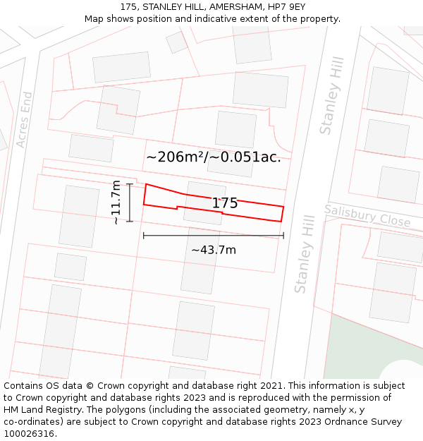 175, STANLEY HILL, AMERSHAM, HP7 9EY: Plot and title map