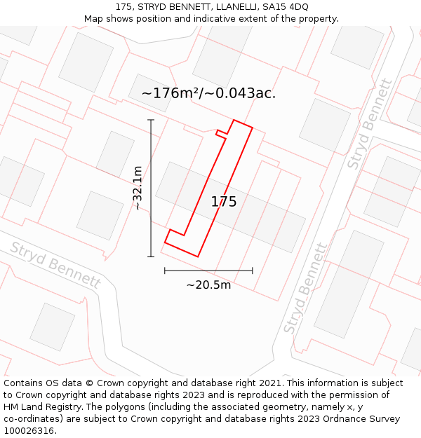 175, STRYD BENNETT, LLANELLI, SA15 4DQ: Plot and title map