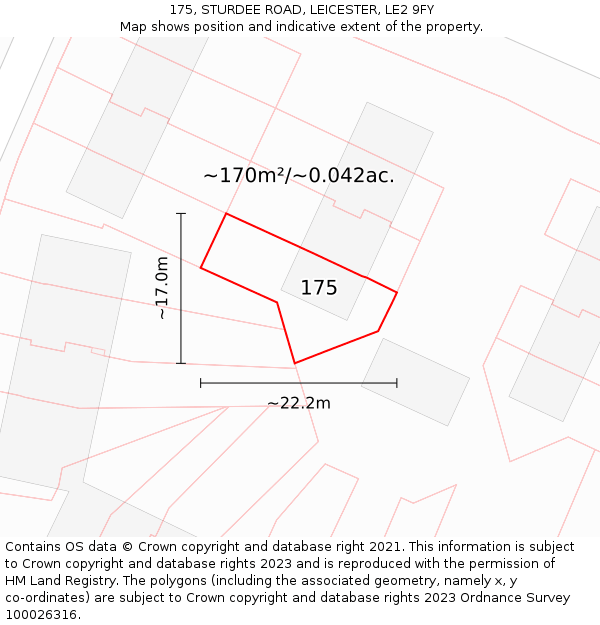 175, STURDEE ROAD, LEICESTER, LE2 9FY: Plot and title map
