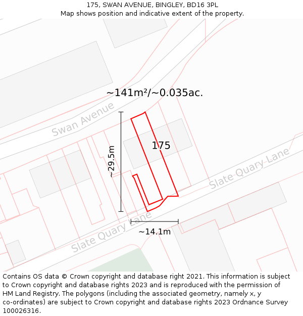 175, SWAN AVENUE, BINGLEY, BD16 3PL: Plot and title map