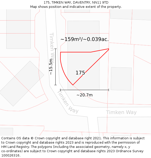 175, TIMKEN WAY, DAVENTRY, NN11 9TD: Plot and title map