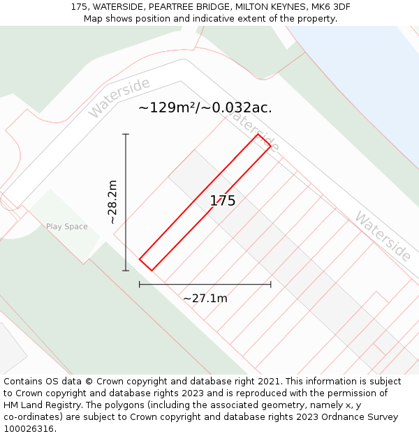 175, WATERSIDE, PEARTREE BRIDGE, MILTON KEYNES, MK6 3DF: Plot and title map