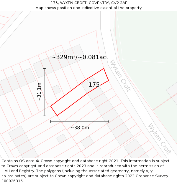 175, WYKEN CROFT, COVENTRY, CV2 3AE: Plot and title map