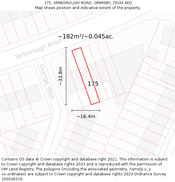 175, YARBOROUGH ROAD, GRIMSBY, DN34 4ED: Plot and title map